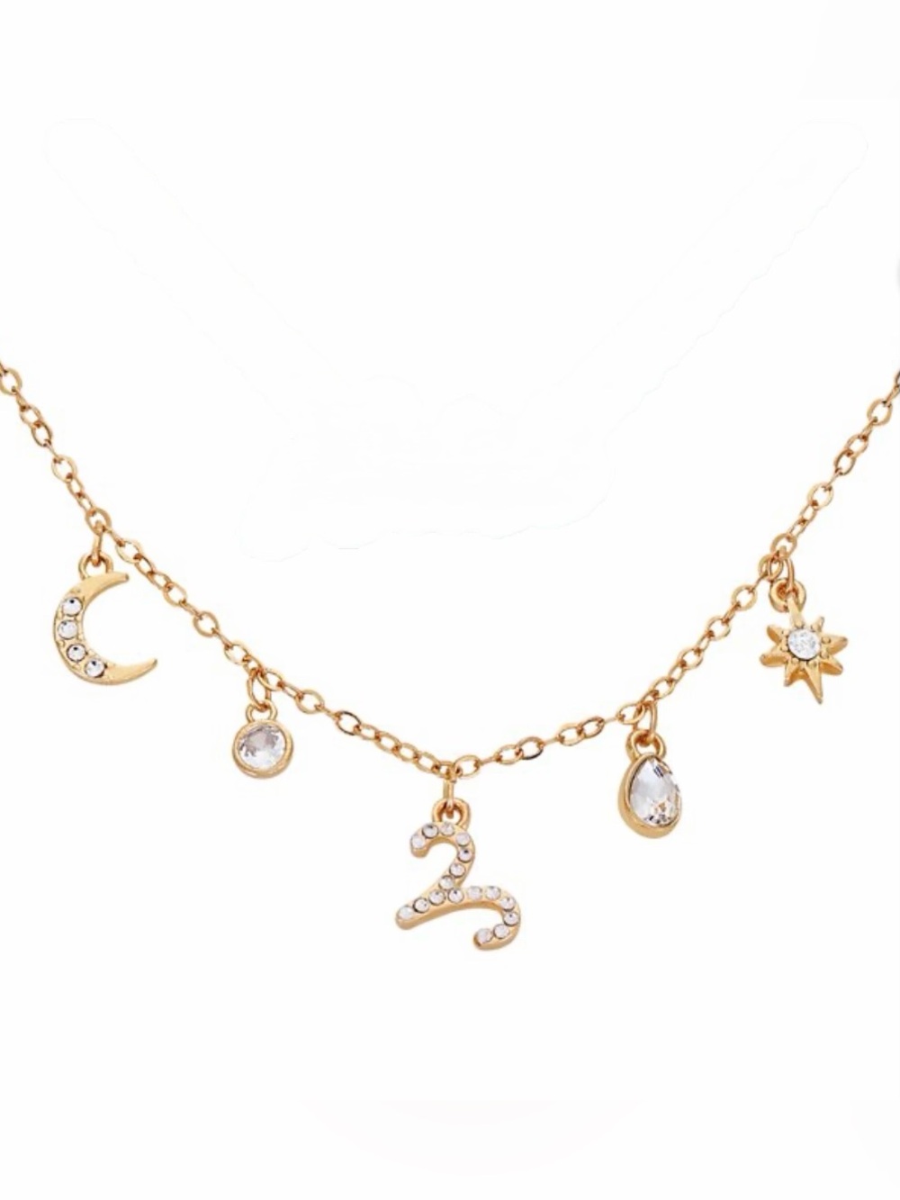 Gold Aries Zodiac Charm Necklace